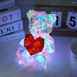 Night Lights 17cm Glowing Bear Fantasy Led Teddy Lamp Romantic Presents for Birthday Valentine's Xmas Holiday Decoration Presentlåda