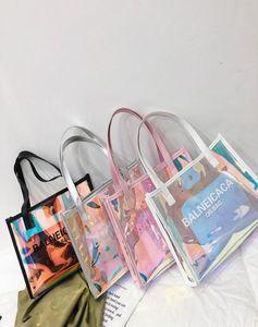 Роскошные большие сумочки для женщин Новая дизайн сумки из ПВХ логотип. Рабочее голографическое голографическое пляжное Bag9117458