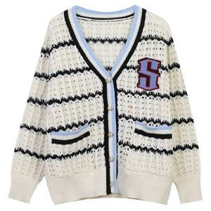 Erkek Sweaters Lüks Marka Tasarımcısı S Mektubu Kadınlar İçin Örgü Haldigan Örgü Top Coat Sweater Elbise 2024 Kış Kadın Ceket Giyim Q240527