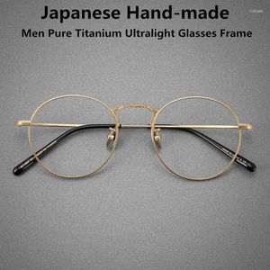 Sunglasses Frames Japanese Handmade Pure Titanium Glasses Frame Men Retro Round Ultra-light Prescription Eyeglasses Women Optical Spectacles