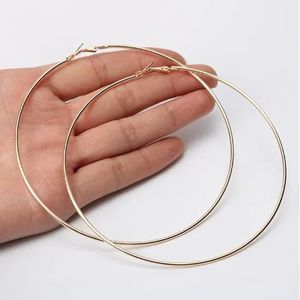 810mm Large Circle Hoop Earrings Silver Color for Women Round Big Circle Earrings Hoops Ear Rings Party Club Jewelry Gifts 240527