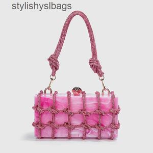 Axelväskor Totes hanterar Rhinestone Evening Bag Silver Crystal Top Handbag Womens Plånbok och lyxdesigner Bankett H240528