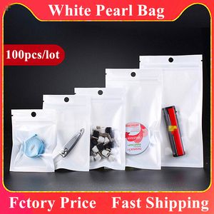 100pcs Clear Frente Frente Branca de Zip Bag Bag translúcido com lanches de capa de joias de joias de joias de jóias Bolsas de embalagem bolsas de embalagem