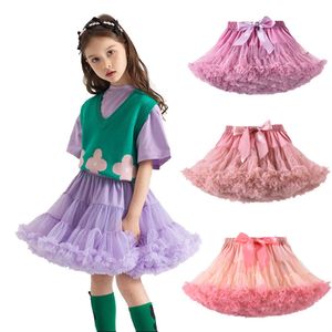 Baby flickor tutu kjol ballerina pettiskirt fluffy barn balett kjolar för festdans prinsessan flicka tyllkläder 1-10 år l2405