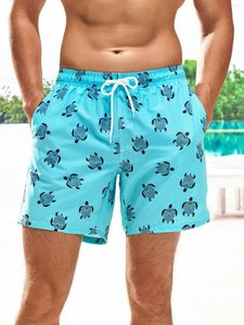 Herr shorts strand sommar mode hawaii mönster dragsko badstammar elastisk midja 3d tryck gradient andningsbar