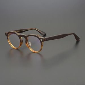 Óculos de sol da moda quadros de vidro acetato moldura homens designer vintage redondo óculos ópticos miopia lendo mulheres prescrição Clear ypes 254s