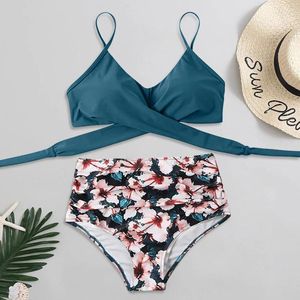 Kvinnors badkläder Kvinnor Swimsuit Floral Push Up Sexig Print Soild Bathing Beach Kvinnlig sommardräkt Bikini Vacation Tankinis