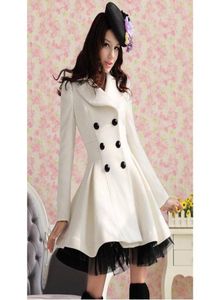 2018 Nuovo abito di lana lungo Women Women Women Winkled Coat Christmas Parka Plus size Ladies Lace Pavone Trench Outerw9540351