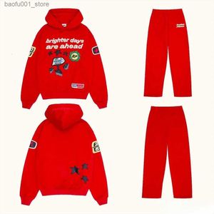 Men's Tracksuits Broken Planet Y2K Suit Mens Hoodie Sweatpants Two Piece Set Hip Hop Cartoon Print Pullover Sweatshirt Casual Pants Sportswear 240312 Q240528