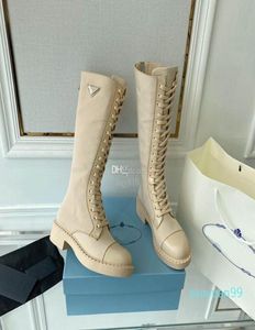 Дизайнерские ботинки женская коленная ботинка сексуальная модная кожа и нейлоновые сапоги размер 3540 модель4178948