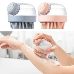 Bath Tools Accessories Shower Cleaning Pad Silicone Bathing Brush With Shower Gel Storage Body Scrubber Exfoliating Massager Skin Cleaner Bathing Tool z240528