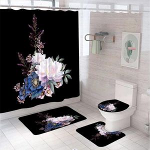 Duschvorhänge Blumen Pflanzenvorhang Sets Badezimmer Dekor