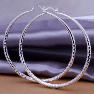 Hot Sales 925 Silver Elegant Round Large Size Women Hoop Earrings Fashion Costume Jewelry Big Trendy Earring for Women 256x