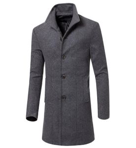 2017 New Fashion Trench Coat Men Long Coat Winter Mens Overcoat Single Breasted Slim Fit Men Trench Coats Size 3XL8333419