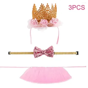 Hundekleidung süße Geburtstags -Set Kopfschmuck Welpe Kronhut Tutu Rock Haustierdekoration Hochzeit Accessoires Katzenpartyzubehör Geschenke Kragengeschenk