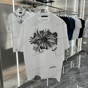 Xinxinbuy Men Designer Tee T Shirt 23SS Paris Lotus Leaf Letter Print Kortärmad Cotton Women White Black Beige S-3XL 2917