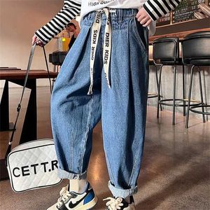 Trousers Girls Long Pants Cotton Jean Trousers 2023 Retro Spring Summer Teenagers Sport School Babys Kids Childrens Clothing Y240527