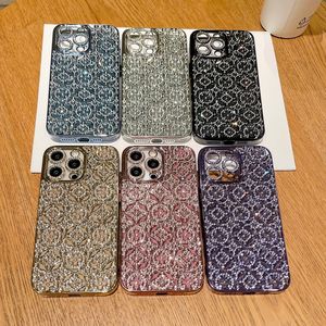 Bling Diamond Flower Charced для iPhone 15 плюс 14 Pro Max 13 12 11 iPhone15 Роскошная мода Дорогая дыра с помощью тонкого отверстия мягкий TPU Мобильный телефон задний телефон задняя крышка