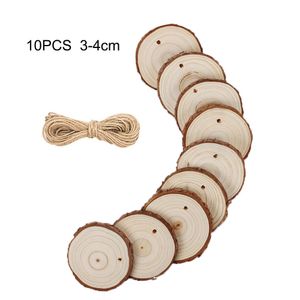 10st Wood Log Slice Disc 3-4 cm DIY Circle Round Wood Diskes Crafts For Wedding Christmas Party Art Decoration