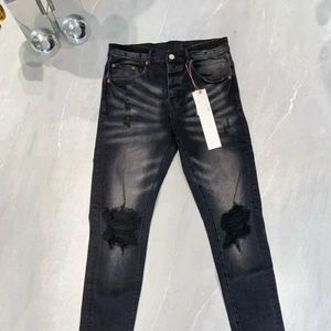 Męskie dżinsy fioletowe marka roca dżinsy modne i najwyższej jakości uliczne czarne dziury naprawa ciasne spodnie dżinsowe rozmiar 28-40 J240527
