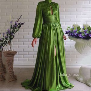 NEU 2024 Frühlings-/Sommer -Modefarben Taille Wrap Hals Hanging große Swing Sexy Avocado Green Kleid Langes Kleid für Frauen