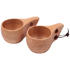 Coffee Pots 2PC Nordic Style Handmade Wooden Cups Finnish Traditional Outdoor 200Ml Wood Wine Mugs Elephant For Gifts