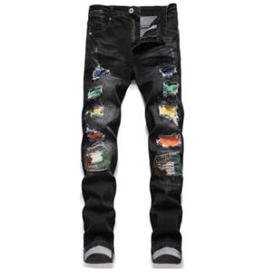 Men039S nödställda rippade magra jeans mode mens jeans smala motorcykel moto cyklist kausal män denim byxor hip hop män jeans9298585