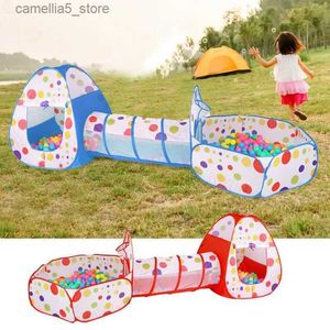 Playpen de barraca de tendas de brinquedo com túneis de túnel Indoor Playhouse para crianças piscina de bola grande tenda portátil infantil com crawl tunnel ball pit q240528