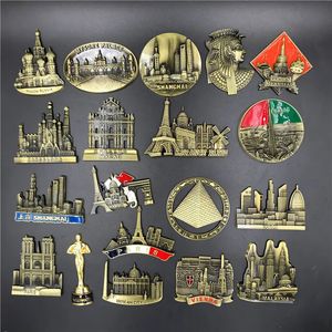 Fransa Paris Metal 3D Sevimli Mıknatıs Buzdolabı Sticker Londra Viyana Rusya Mısır Piramidi Dubai Dekorasyon Ev Hediyelik Eşya 240527