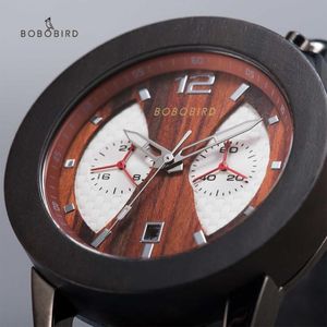 Homem Wooden Wirst Watches Data Auto Montre Bois Homme Complete Calendário Relógio Banda de couro Custom for Male Drop Wristwatches 2485