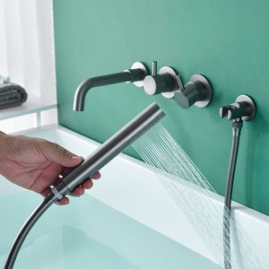 ガンメタル真鍮浴槽蛇口シャワーバスルーム壁バスルーム蛇口シャワー家具セットシャワーミキサー真鍮シャワーヘッド