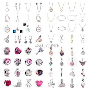 Pendant Necklaces New 2024 Fashion Pink Tri Color Violet Bead 925 Sterling Silver Plating Suitable for Necklace Keychain Charm DIY Jewelry Bracelet H240528