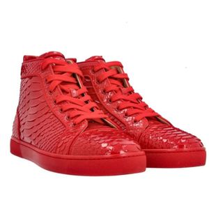 2024 Summer Men's PYTHON orlato sneaker casual Shoes Fish Scale Black Genuine Leather Fashion High Top Up Toe Irregular Spikes Sneakers Lace up 12