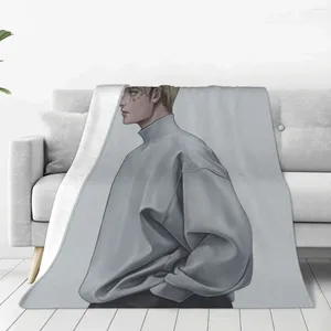 Cobertores Ataque na capa do sofá de desenho animado Titan Lã de Fleece Anime Portable Ultra-Soft Throw Planta para cama Espacadas ao ar livre