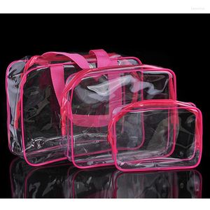 Bolsas de armazenamento Protable 3pcs PVC Clear Travel Bag Roupas de produtos de higiene pessoal Bolsa de bagagem de bagagem Pouca Cosmetics Organizador