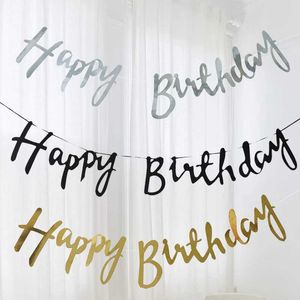 Banners streamers Confetti Glitter Happy Birthday Banner for Kids Adults Birthday Party Decorations Supplies D240528