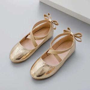 3 To 12 Gold Baby Girl Christmas Shoes Party Performance Ballet Flats Slip on Boat Shoes for Girls Dress Ballerinas Girl Shoe 240522