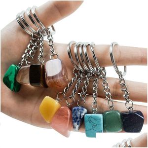 Nyckelringar Irregar Natural Crystal Stone Pendant Keychains for Women Men Lover Jewelry Bag Car Decor Fashion Accessories Drop Delivery Dhixk