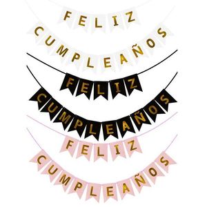 Banners Streamers Confetti 1Pcs Spanish Letter Flag Birthday Decoration Paper Happy Birthday Banner for Kids Adult Birthday Party Backdrop Pendant Decor d240528