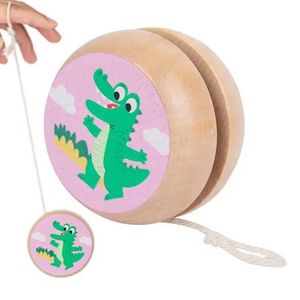Yoyo yoyo urocze zwierzęce drukowane drewniane zabawki dla dzieci kreatywne kreskówki hedgehog crocodile lwa zabawki dla dzieci drewniane zabawki wx5.27