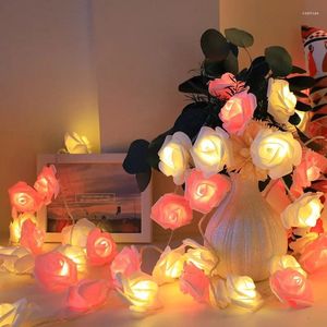 Party Favor Artificial Rose Flower LED Light String USB/Battery Operated Valentine's Day Bedroom Wedding Decor Garland Lamp Favors