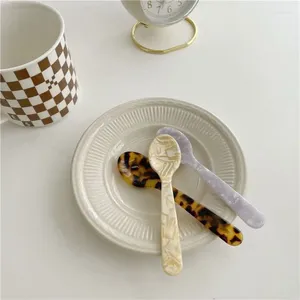 Łyżki akrylowe lody łyżka deser dekoracyjny retro ciasto masło noża Unikalne zastawa stołowa wzorów