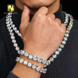 Iced Out Big Size Mossanite Tennis Chains Pass Diamond Tester S Gold Pvd Plated 10mm Stainless Steel Tennis Necklace and Bracelet for Men Women