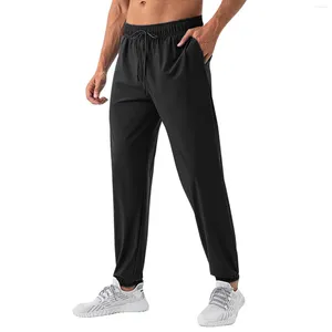 Calça masculina corredor de corredor bolso de bolso leve ginástica elástica da cintura elástica