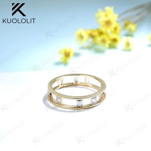 Kuololit 12CTW Emerald Cut Rings for Men Women Yellow Gold 18K 14K 10K 925 Sliver Band Ring Engagement Wedding 240507