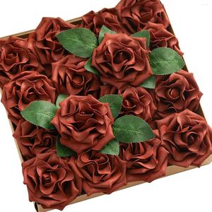 Decorative Flowers D-Seven Artificial Amber Avalanche Rose 16/32pcs 3.5" Fake Roses W/Stem For DIY Wedding Bouquets Table Centerpieces