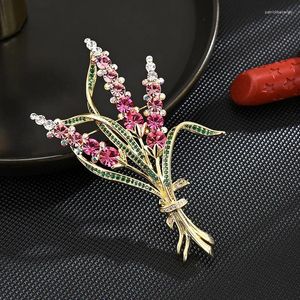 Brooches Lavender For Women Light Luxury Color Cubic Zirconia High-grade Corsage Pin Jacket Suit Coat Accessories Holiday Gift