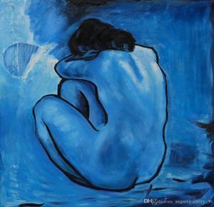 Berömda Pablo Picasso Blue Nude Handmålad väggdekor Abstrakt konstoljemålning på duk väggkonst flera storlekar ramalternativ G13707557