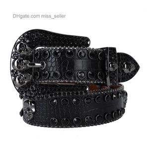 2022 مصمم حزام BB Simon Rhinestone Belt Weist Seal Black Red Batch Batch inlaid Punk New Product Small Crocodile نمط 284x