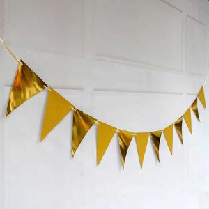 Banners Streamers Confetti 4M 12 Flags Gold Pennants Christmas Garland DIY Glitter Bunting Paper Birthday Banner Event Party Wedding Sports Bee Decoration d240528